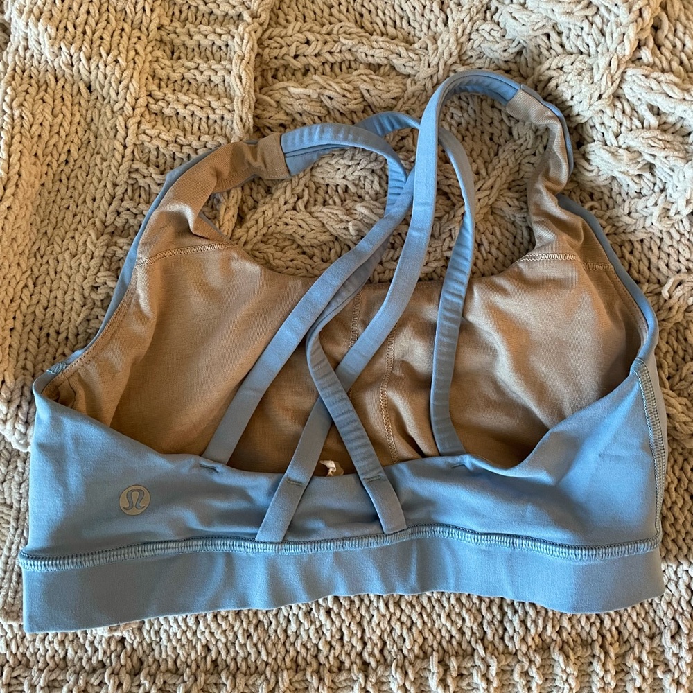 Lululemon Energy Bra - Medium Support. Light Blue, lightly worn, size 6
